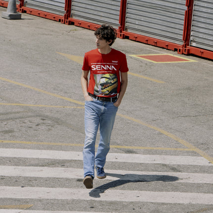 Ayrton Senna Race Helmet Picture Relaxed Fit T-Shirt