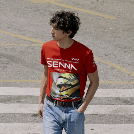 Ayrton Senna Race Helmet Picture Relaxed Fit T-Shirt