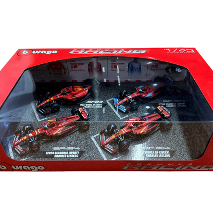 Scuderia Ferrari F1 Burago Charles Leclerc 4 Car Set 2023-2024 1/43 Scale Models