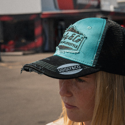 Turquoise & Black Diamond Cap