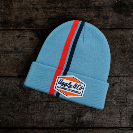 Retro Diamond Light Blue & Orange Beanie