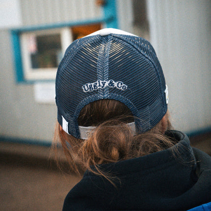 Off White & Navy Diamond Cap