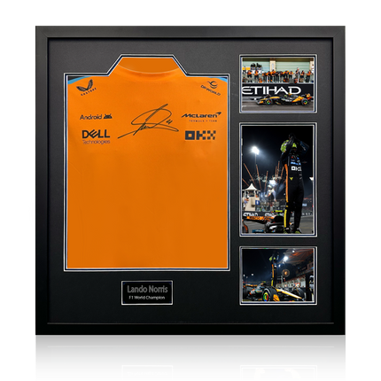 Lando Norris Signed McLaren F1 Shirt Elite Frame