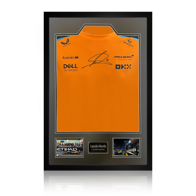 Lando Norris Signed McLaren F1 Shirt Premium Frame