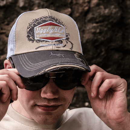 Beige Surf Diamond Trucker Hat