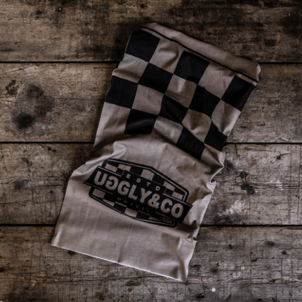 Stone & Black Chequered, Motorcycle Bandana