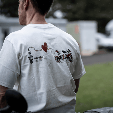 White Motorcycle Heart 'Love is Uggly' T-Shirt