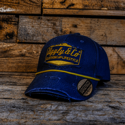 Navy Blue & Yellow Rope Diamond Baseball Cap