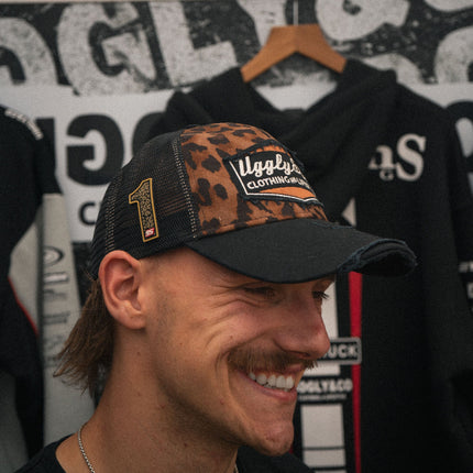 Leopard Print Diamond Trucker Hat
