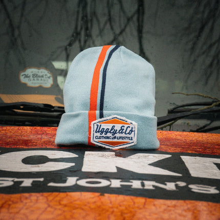 Retro Diamond Light Blue & Orange Beanie