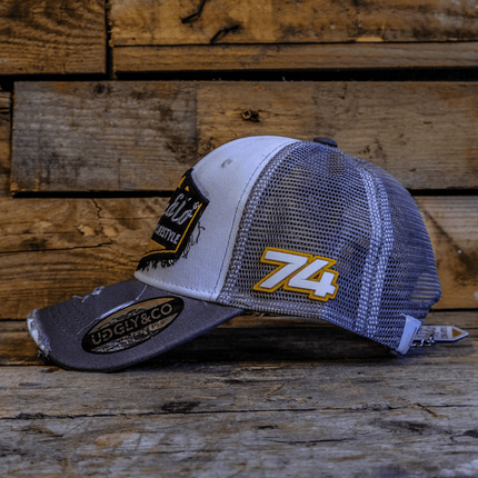 Grey & White Vintage Diamond Trucker Cap