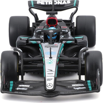 Bburago F1 Formula 1 MERCEDES AMG W15 (2024) WITH HELMET- RUSSELL - 1:43 Scale - Incredibly Detailed Die-Cast Replica Collectible Race Car Model