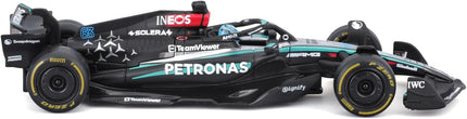 Bburago F1 Formula 1 MERCEDES AMG W15 (2024) WITH HELMET- RUSSELL - 1:43 Scale - Incredibly Detailed Die-Cast Replica Collectible Race Car Model