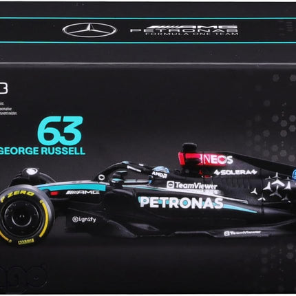 Bburago F1 Formula 1 MERCEDES AMG W15 (2024) WITH HELMET- RUSSELL - 1:43 Scale - Incredibly Detailed Die-Cast Replica Collectible Race Car Model