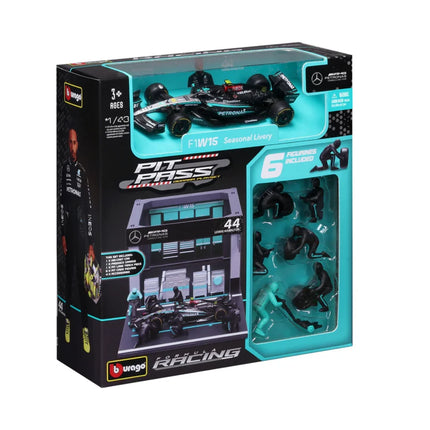 Mercedes AMG Petronas F1 Team Lewis Hamilton Burago Pit Pass Diorama Model Car