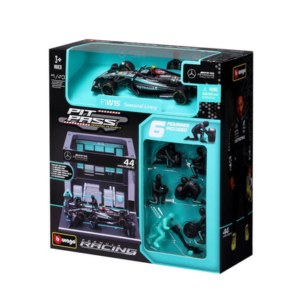Mercedes AMG Petronas F1 Team Lewis Hamilton Burago Pit Pass Diorama Model Car