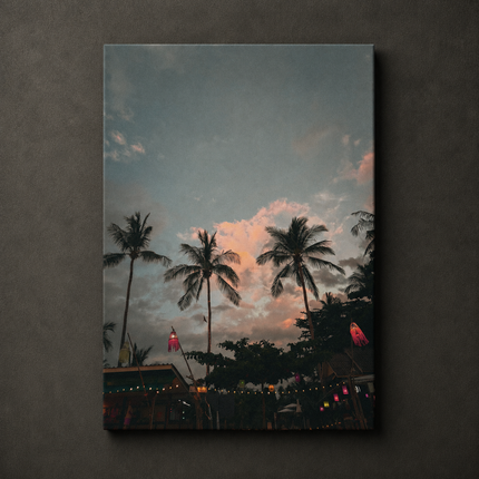Tropical Dusk Palm Tree Canvas Wall Art