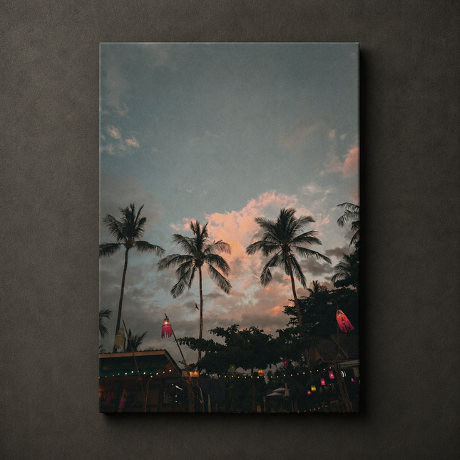 Tropical Dusk Palm Tree Canvas Wall Art