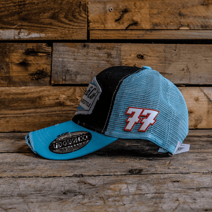 Turquoise & Black Retro Diamond Trucker Cap