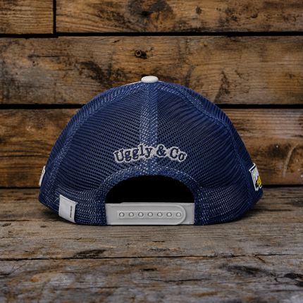 Off White & Navy Diamond Cap