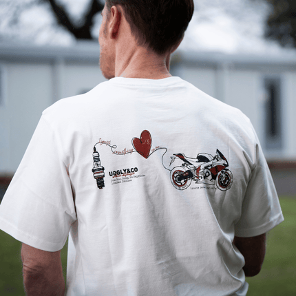 White Motorcycle Heart 'Love is Uggly' T-Shirt