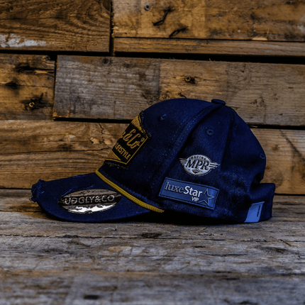 Navy Blue & Yellow Rope Diamond Baseball Cap