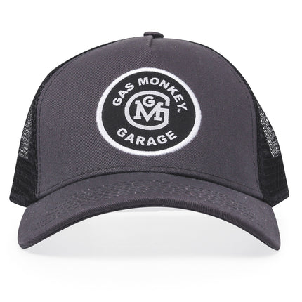 Gas Monkey Initial Logo Patch Trucker Cap (Dark Grey/Black)